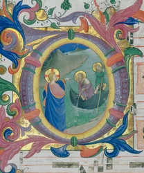 Die Berufung von Simon Petrus und Andreas. Illustrierte Miniatur in einem Messbuch (ca. 9, verso)